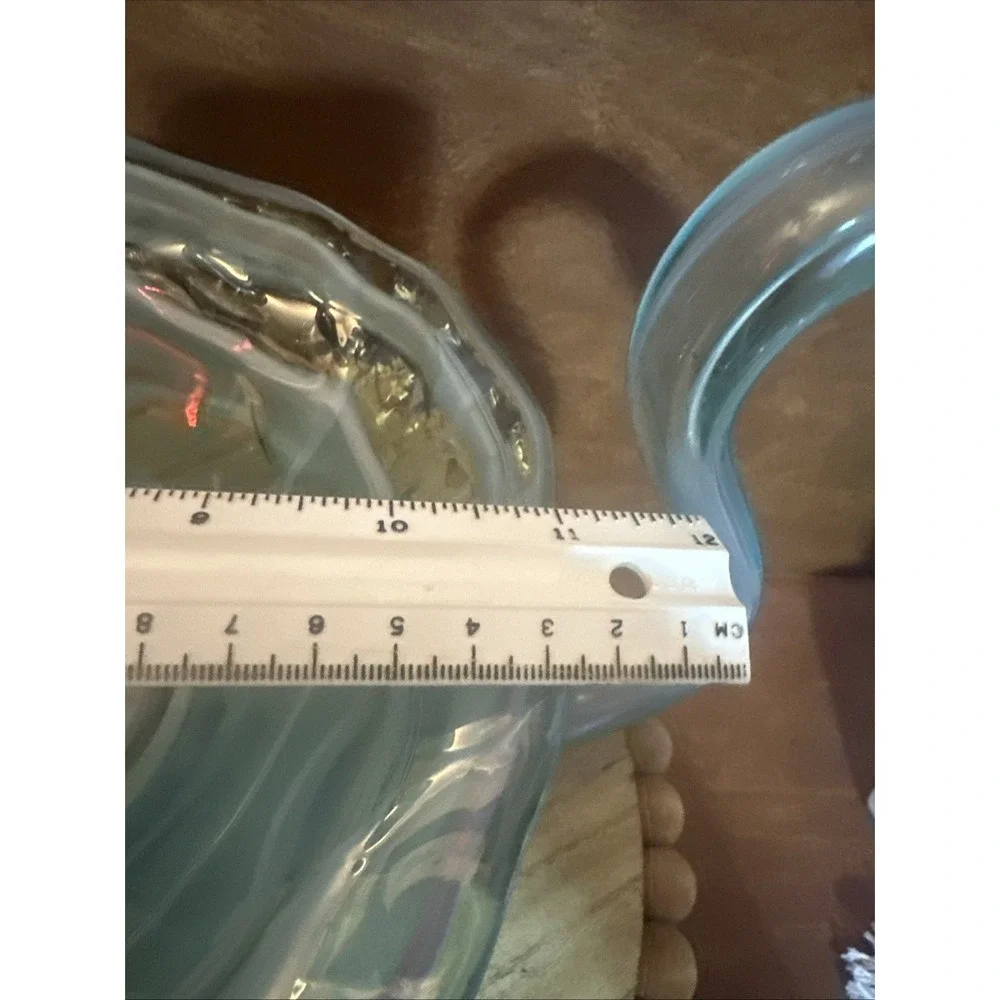 Hand Blown Green-Clear Glass Swan Dish / Bowl Vintage Decor15.5